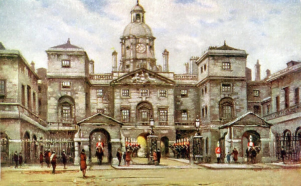 the royal guard at Whitehall, London, postcard early 20th century