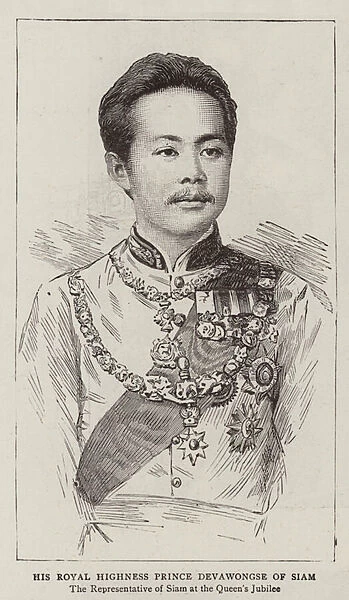 His Royal Highness Prince Devawongse of Siam (engraving)