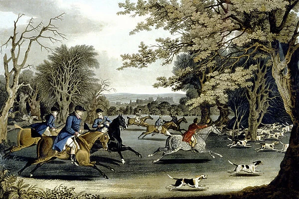 Royal Hunt in Windsor Park, engraved by Matthew Dubourg (fl. 1813-20) 1829 (colour litho)