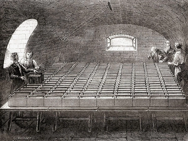 The Royal Institution electric battery, from Les Merveilles de la Science, pub. 1870