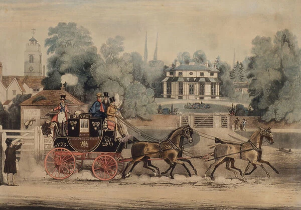 The Royal Mail Coach (coloured engraving)