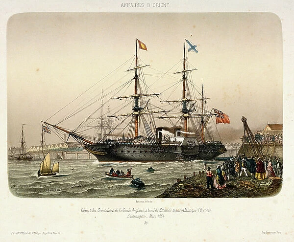 Royal West Indian Mail Steamer 'Orinoco' leaving Southampton, c.1854 (lithograph)