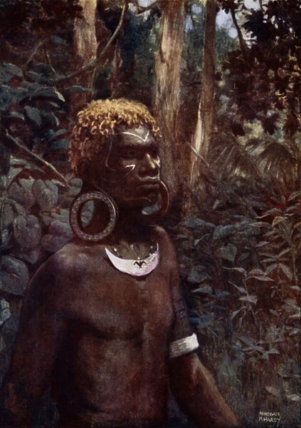 A Rubiana Native, Solomon Islands (colour litho)