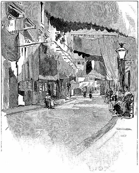 Rue de Beaucaire. Engraving by Joseph Pennell 1888