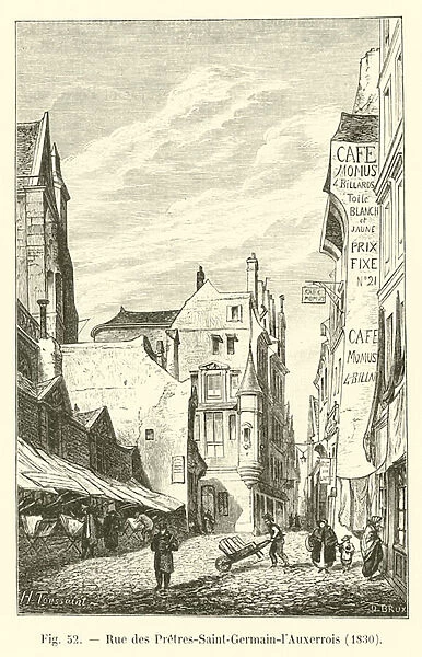 Rue des Pretres-Saint-Germain-l Auxerrois, 1830 (engraving)