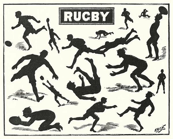 Rugby poses (litho)