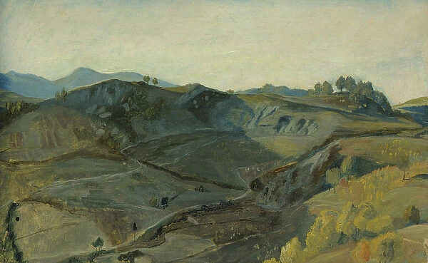 A rugged valley in Italy, c. 1833-34 (oil on paper mounted on card)