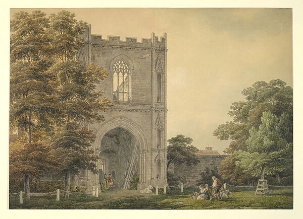 Ruined Gateway at the Abbey, Bury St Edmunds, 1788-1801 (w  /  c over pencil on paper)