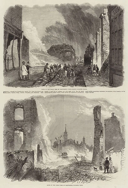 Ruins of the Great Fire at Gravesend (engraving)