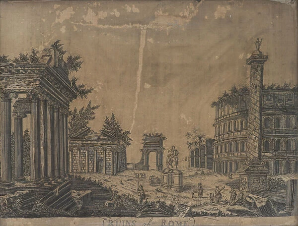 Ruins of Rome, 1780s (embroidery on printed canvas)