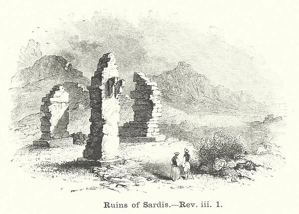 Ruins of Sardis, Revelation iii, 1 (engraving)