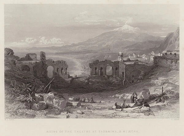 Ruins of the Theatre at Taormina, and Mount Aetna (engraving)