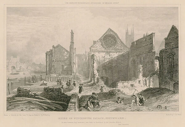 Ruins of Winchester Place, Southwark, London (engraving)