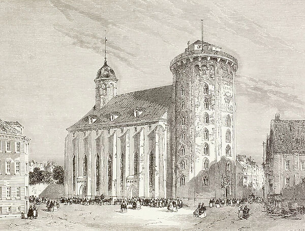 The Rundetarn or Round Tower in Copenhagen, Denmark in the nineteenth century (litho)