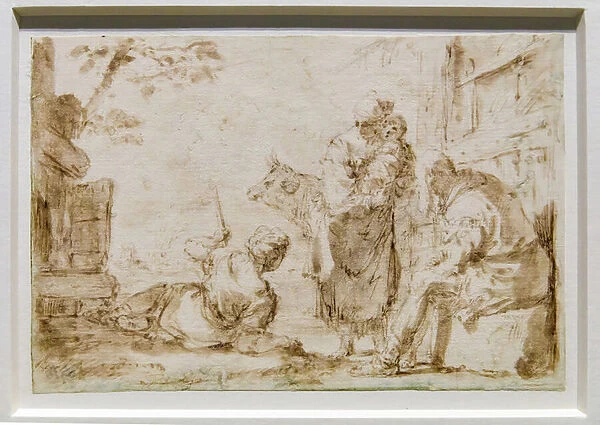 Rural Scene, 1706-25 (pens, inks, w  /  c, red & black pencils on white paper)