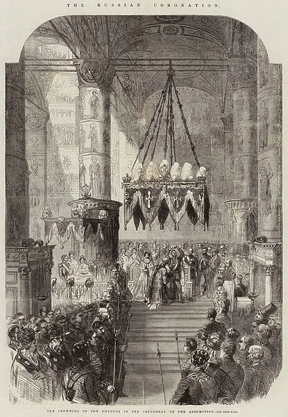 The Russian Coronation, the Crowning of the Emperor in the Cathedral of the Assumption (engraving)