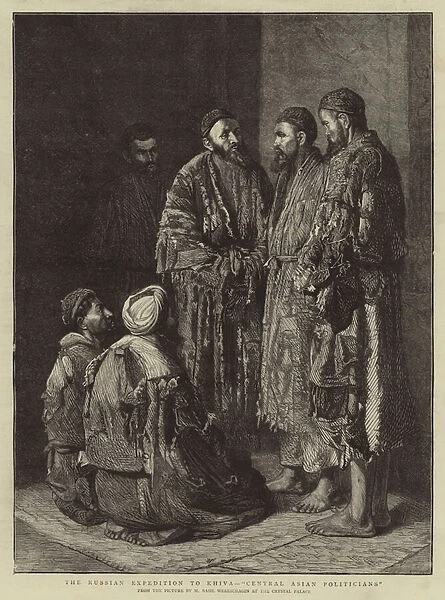 The Russian Expedition to Khiva, 'Central Asian Politicians'(engraving)