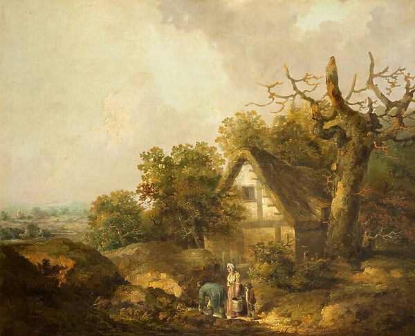 A Rustic Cottage (oil on canvas)