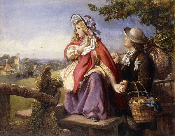Rustic Lovers Crossing a Style, c. 1860 (watercolour)