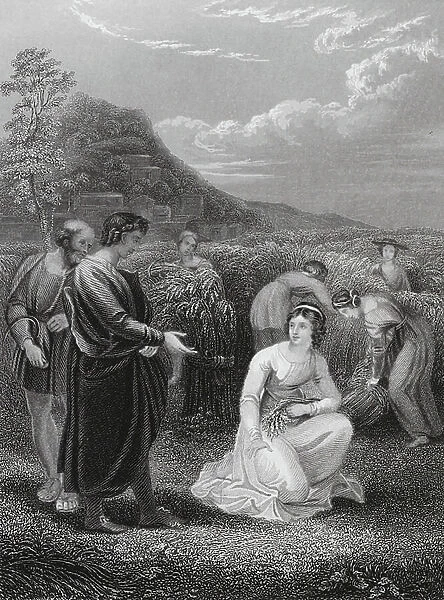 Ruth gleaning, Ruth, Ch 2, vs 11-16 (engraving)