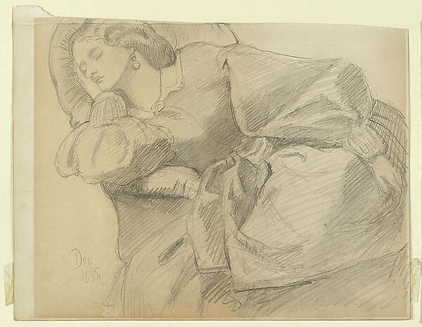 Ruth Herbert asleep, 1858 (graphite on paper)