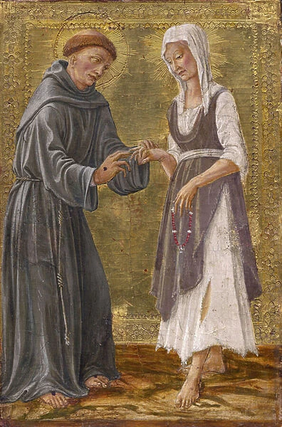 The Sacred Exchange between Saint Francis and Lady Poverty par Francesco di Giorgio Martini (1439-1501). Tempera on panel, 1480, Alte Pinakothek, Munich
