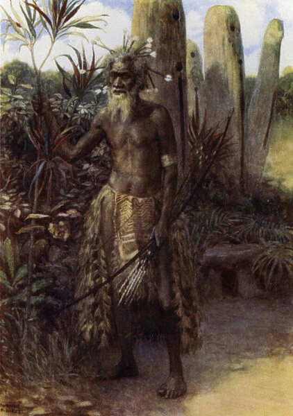 A Sacred Man, Aoba, New Hebrides (colour litho)