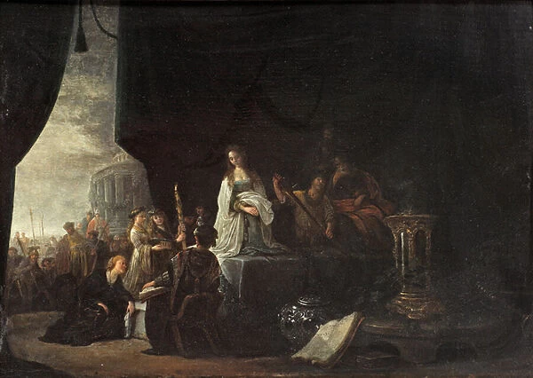 The sacrifice of Jephthahs daughter (oil on panel)