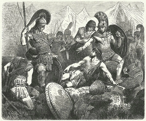 Sacrificial death of Codrus, King of Athens (engraving)