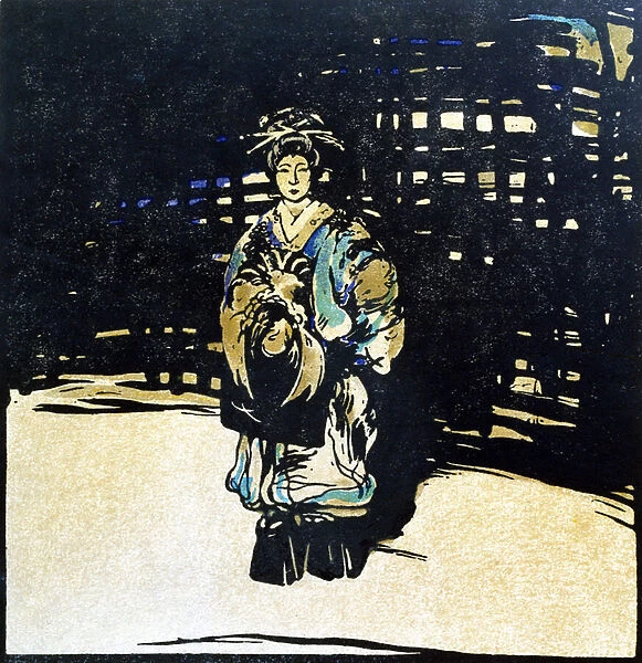 Sada Yacco, illustration from Twelve Portraits, published 1899 (hand-coloured woodblock)