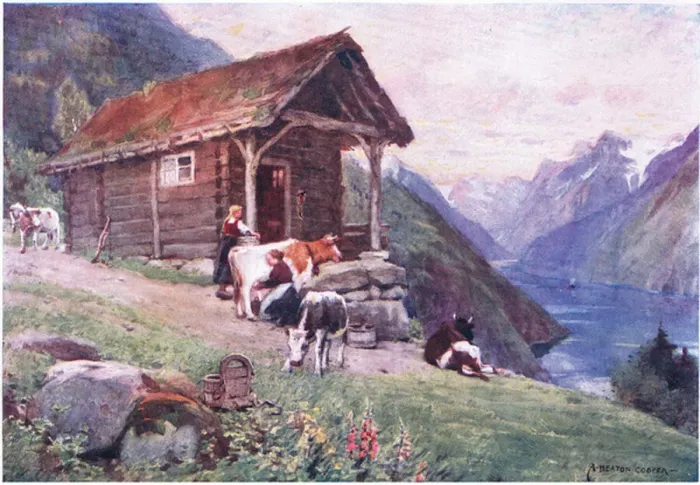 Framed Print : A Saeter (colour litho)