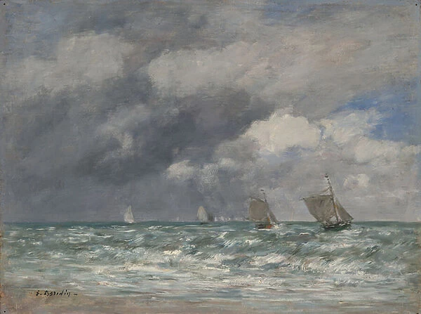 Sailboats near Trouville, c. 1885-90 (oil on panel)