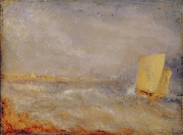 A Sailing Boat off Deal, c.1835 (oil on millboard)