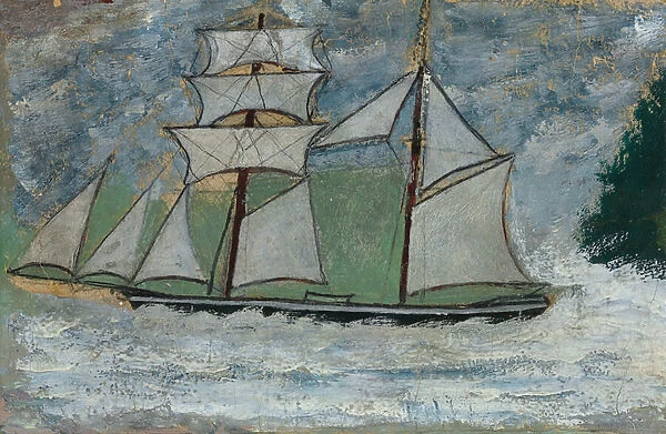 A Sailing Ship, (pencil and oil on paper)