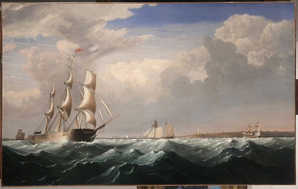 Sailing Ships off the New England Coast, c. 1855 (oil on canvas)