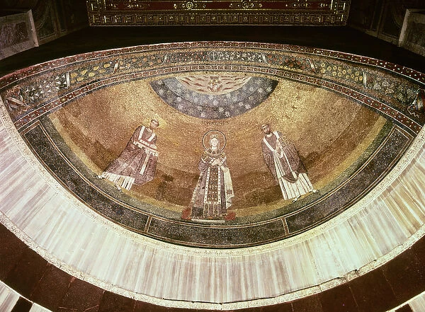 Saint Agnes between two popes, from the apse, 625-36 (mosaic)
