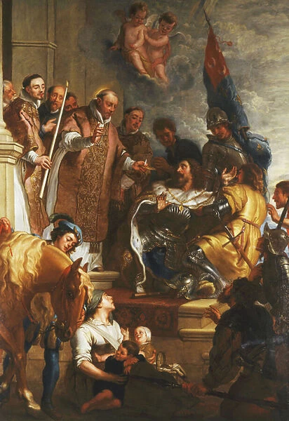 Saint Bernard converts a Duke of Aquitaine, (oil on canvas)