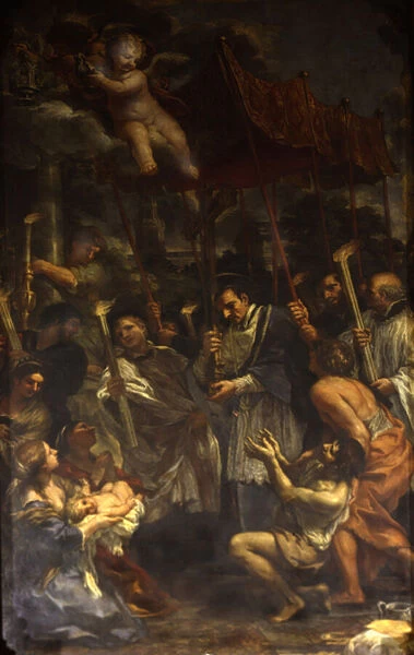 Saint Charles carrying the Holy Nail in Procession during the Plague (oil on canvas)