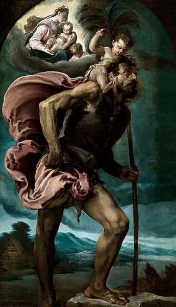 'Saint Christophe'Peinture de Jacopo Bassano l ancien (vers 1510-1592) 1559 Dim 148x87 cm Museo Nacional de Bellas Artes, La Havane, Cuba ©DeAgostini  /  Leemage
