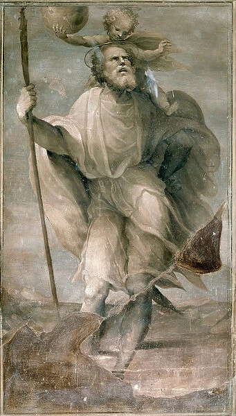 Saint Christopher, 1540-1545 (monochrome fresco)