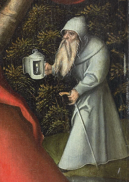 Saint Christopher carrying the Christ Child (oil on panel)
