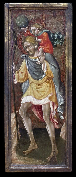 Saint Christopher carrying Jesus Christ on his shoulders