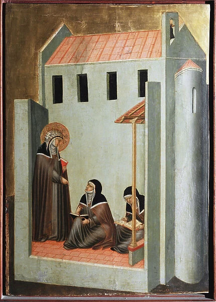 The saint dictates her sermons (Polyptych of the life of Saint Humility