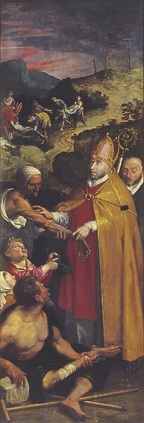 Saint Eligius helps the lame and buries the dead (oil on panel)