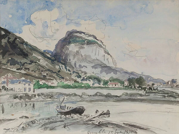Saint-Eynard seen from Ile Verte 1875 (Watercolor on paper)
