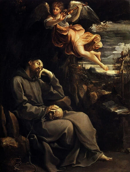 Saint Francis Consoled by the Musical Angel, 1606-07 (Oil on copper)