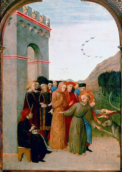 Saint Francois of Assisi speaking with the wolf of Gubbio (detail