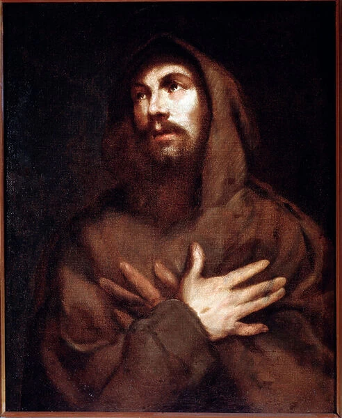 Saint Francois of Assisi (St Francis of Assisi) Painting by Luciano Borzone (1590-1645)