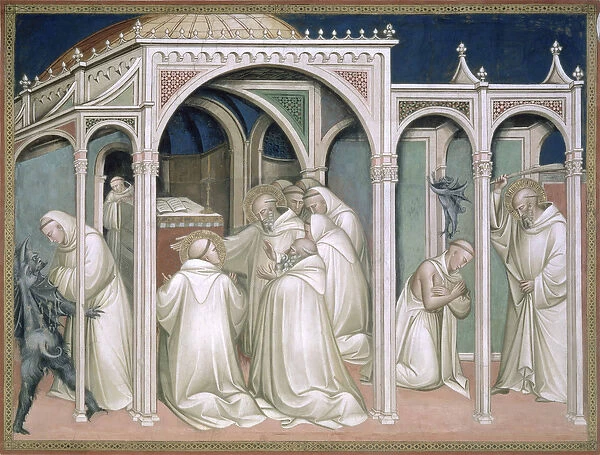 The Saint Frees a Monk Possessed, detail from the Life of Saint Benedict (c. 480-c