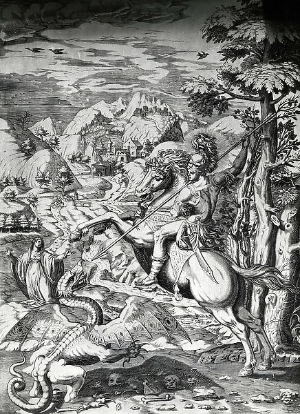 Saint George and the Dragon, 16th Century (engraving)